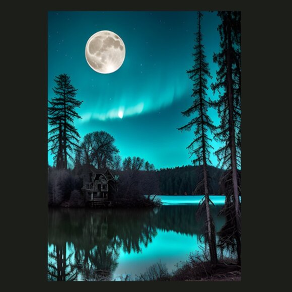 8" X 10" Blue Moon art print with 11" X 14" black mat included - Picture 2 of 4